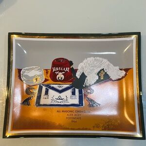 Vintage 1964 MCM Mason Masonic ceremonial glass dish